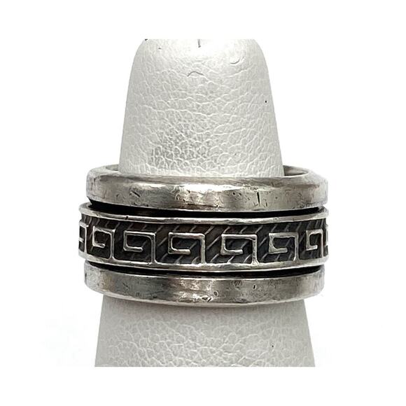 925 Sterling Silver Ring Spinner Greek Key Design Women’s 5.5 Artisan 9.08g - Picture 8 of 13